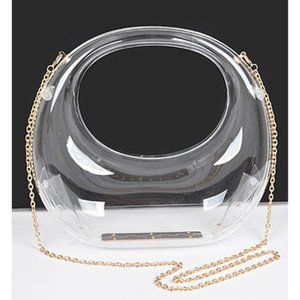 BNWT Brand New Transparent Acrylic Top Handle Clutch Crossbody Bag Stadium Bag